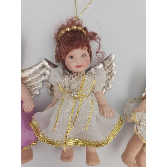 Vintage‎ Porcelain Doll Figure Angel Set Ornaments, 4 Ornaments - Picture 4 of 11